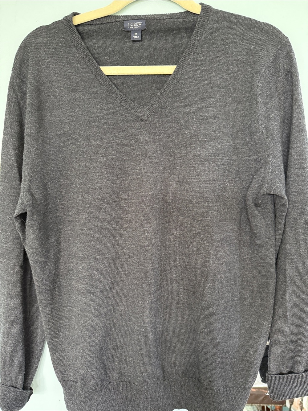 J.Crew Merino Wool V-Neck Sweater Gray Medium